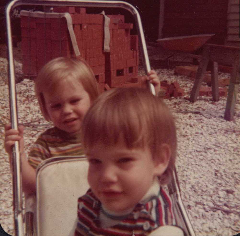 Ian in his Silver Stroller, 1975